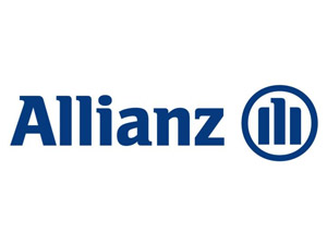 Allianz blauer Schriftzug, blaues Logo daneben