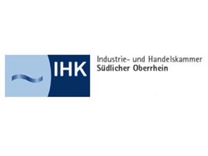 IHK blaues Logo, rechts daneben Schriftzug Industrie- und Handelskammer Südlicher Überrhein